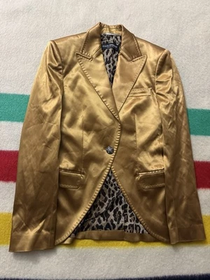 Chaqueta Blazer Mujer Dolce & Gabbana Satén Forro Leopardo Talla 38 Pequeña 17x26.5 Foto 1 de 4
