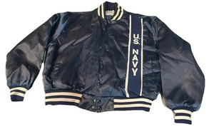 Men's Vintage 80s Swingster US Navy satin bomber jacket Size XL - Picture 1 of 7