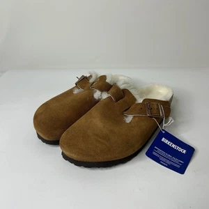 Birkenstock Boston Damen 38 US 7,5 Lammfell Nerz Wildleder Leder Cognac Braun - Bild 1 von 7