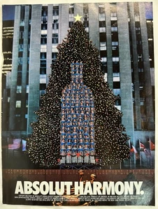 VTG 1992 Absolut Vodka Harmony Rockefeller Center Christmas New York  Print AD - Picture 1 of 3