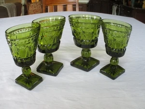 Indiana Glaskolonie 4 Park Lane Avocado grüne Wasserkelche 4,5" Fuß Vintage - Bild 1 von 5