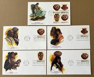 1977 Pueblo Art FDC Set of 5 Fleetwood Native American Pottery Covers - Picture 1 of 8
