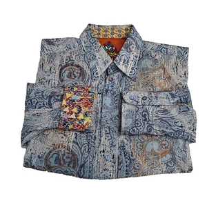 Robert Graham Shirt XL pleated Button Up Pattern Embroidered Collar Cuffs peisle - Picture 1 of 20