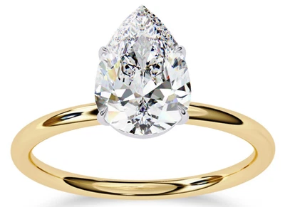 Lab Grown Pear Cut 1.50 Ct Engagement Ring 18K Yellow Gold IGI - Image 1 of 4