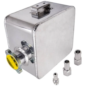 2.5L Silver Polished Universal Aluminum Coolant Radiator Alloy Coolant Tank - Picture 1 of 11