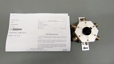 Interruptor coaxial tipo aterramento antena quatro portas Heathkit HD-1234 + manual - Imagem 1 de 2