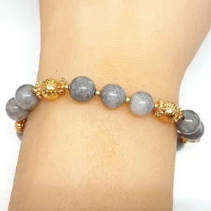 Genuine 22.00ctw Agate 14K Rose Gold Silver Bracelet 13.8g - Picture 1 of 3