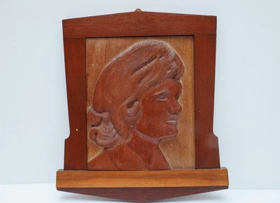 American Folk Art Carved Wood Portrait of Woman Signed Mid Century OOAK Outsider - Image 1 of 4