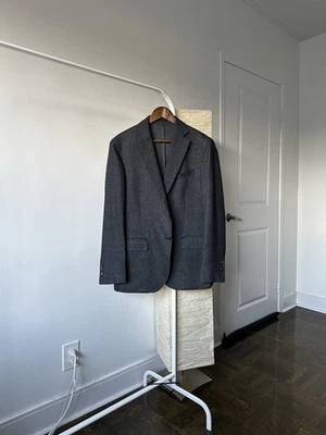Blazer Luigi Bianchi Mantova Sartoria Cashmere Seda 54R Cinza Micro-Houndstooth - Imagem 1 de 4