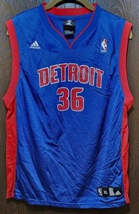 Adidas Blue Rasheed Wallace Detroit Pistons Basketball Jersey Youth Medium 10-12 - Picture 1 of 2