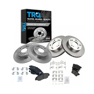 TRQ Bremsbelag- und Rotorsatz vorne und hinten Keramik belüftet massiv Rotoren kompat... - Bild 1 von 9