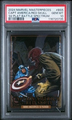 2024 Masterpieces '92 Platinum Battle Spectrum Captain America Red Skull BS5 PSA - Image 1 of 2