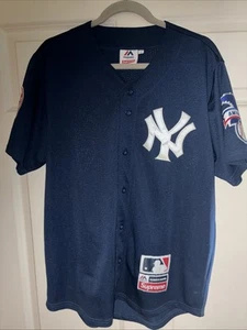 SS15 SUPREME X MAJESTIC NEW YORK YANKEES JERSEY NAVY Large - Picture 1 of 13