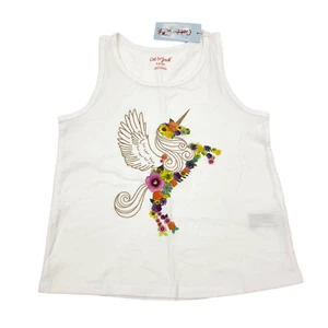 Cat & Jack Girls Size S 6/6X Sleeveless Tank Top Unicorn Floral White - Picture 1 of 8