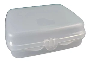 Tupperware Sandwichbehälter aufklappbar Eco+ KLAR VTG Lunch To Go Schnappverschluss - Bild 1 von 3