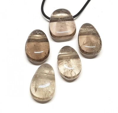 Rauchquarz- GEBOHRTER TROMMELSTEIN ANHÄNGER