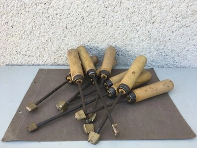 9 anciens fers à marquer / Embouts laiton / Chiffres  0/8  / Outils anciens - Photo 1/4