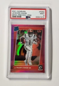 Donruss Ja'Marr Chase 2021 vista previa óptica rosa Prizm novato radiocontrol #p-262 PSA 9 - Imagen 1 de 2