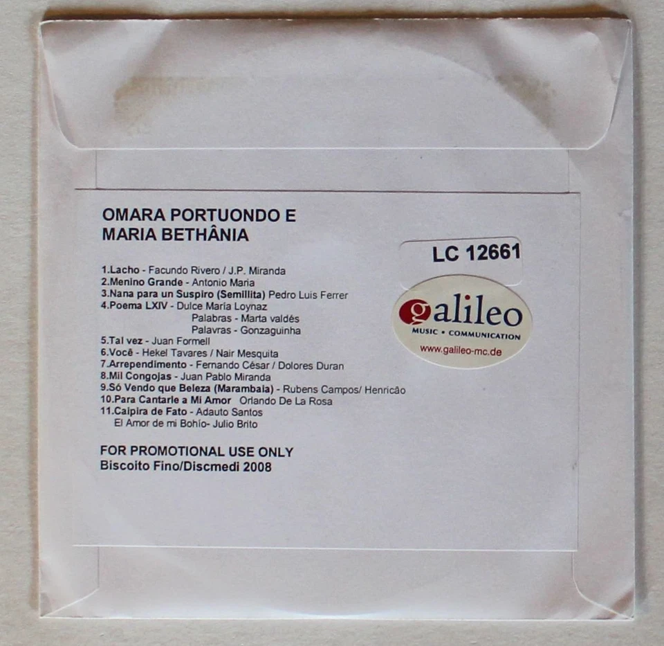Omara Portuondo Omara Portuondo e Maria Bethânia EU Adv CD 2007 MPB - Bild 1 von 1