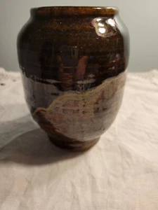 Hand Thrown Drip Glazed Art Pottery Stoneware In Shades Of Brown. - Picture 1 of 4