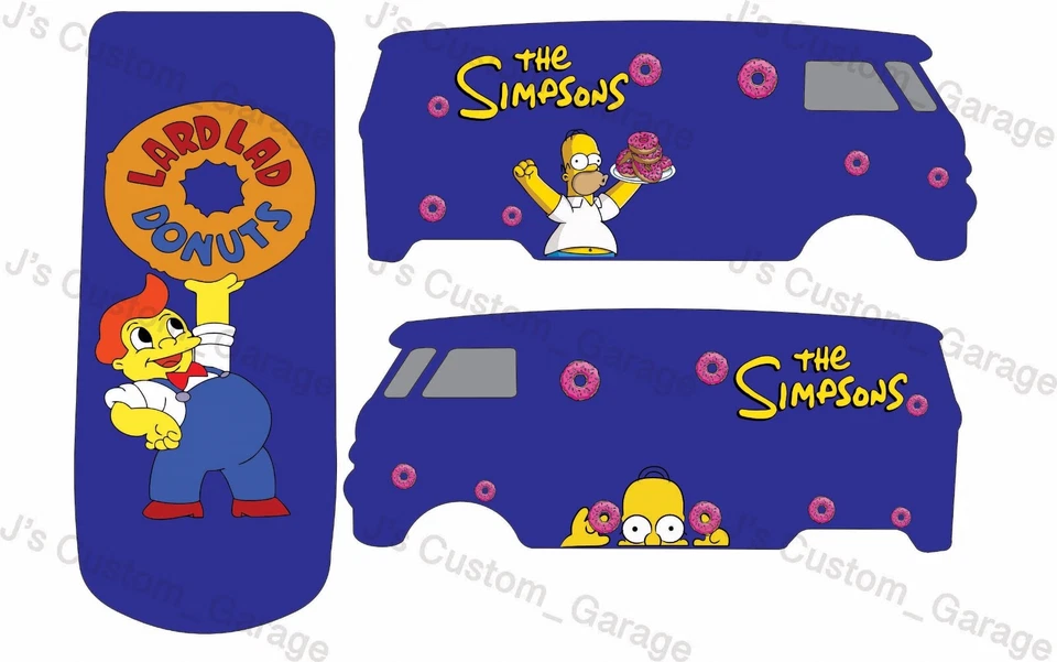 Simpsons doughnut T1 panel bus water slide decal For 1/64 scale custom diecast - Image 1 of 1