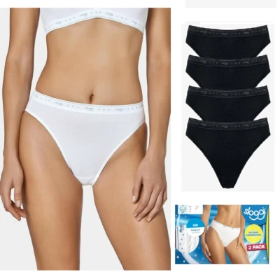 4 Slip donna in cotone elasticizzato SLOGGI 100 TAI mutanda sgambata vita media - Image 1 of 4