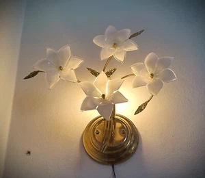 Lampada da parete vintage in vetro smerigliato di Murano antica art deco retrò sala da pranzo - Foto 1 di 10