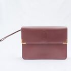 Must de Cartier Clutch Bag Purse Second bag Leather Authentic