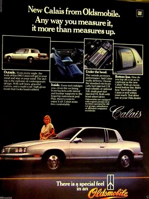 Oldsmobile Calais 1985 anuncio impreso original - 8,5 x 11" Foto 1 de 4
