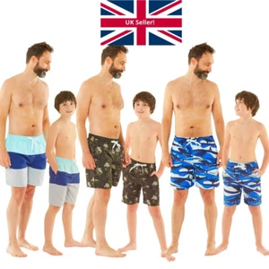 Boys Mens Board Swim Shorts Matching Shark Camo Summer Holiday UK Seller H2O - Picture 1 of 81