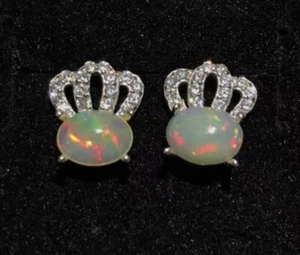 Natürlich Feuer Opal Ohrringe,925 Sterlingsilber Ohrring,Hochzeitsgeschenk - Bild 1 von 3