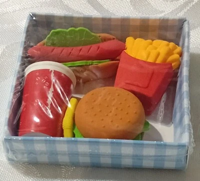 Novelty Fast Food Rubber Erasers Back To School Stationery Party Bag Fillers - Image 1 of 2