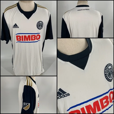 Adidas Philadelphia Union Soccer Jersey L Men White Bimbo SS Crew YGI E3-345 Cover