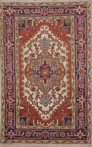 Heriz Serapi Indian Hand-Knotted Accent Rug Wool 3x5 ft Rug - Picture 1 of 17