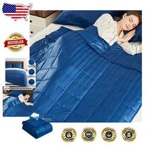 Ultra-Soft Navy Blue 60x80" Weighted Blanket - Perfect for Travel and Napping - Picture 1 of 8