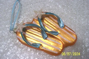 Weihnachten Strand Flip Flop, Schuh mit Seestern & Glitzer Glas Baumschmuck - Bild 1 von 3