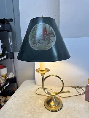 Rare Vintage Brass Looped Hunter's Horn Lamp, Fox Hunting Bugle Horn Table Lamp - Image 1 of 4