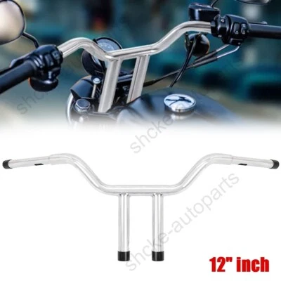 12'' Rise MX-T Bars Handlebar Chrome For 1996-UP Harley Dyna Sportster Softail Foto 1 de 4