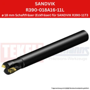 1 x SANDVIK Schaftfräser Ø 18 mm L 145 mm Z=2 R390-018A16-11L !NEU, mit Rechnung - Picture 1 of 3