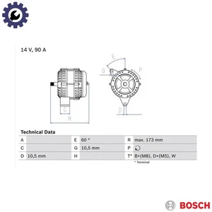 ALTERNATOR 0 986 046 000 FOR JOHN DEERE 4045HAT80/4045HAT81/4045HL286 4.5L 4cyl - Picture 1 of 9