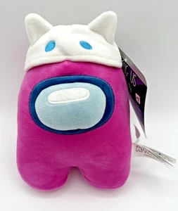 Rare Among Us Pink Crewmate Plush with White Cat Hat – 7" Stuffed Toy NWT - Picture 1 of 9
