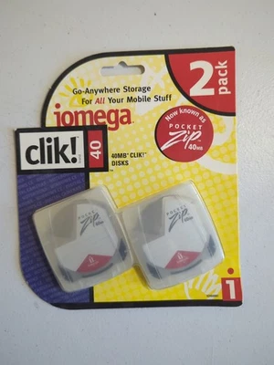 2 Pcs Vintage Iomega Clik! 40mb Discs Rare In Original Sealed Package! - Image 1 of 4