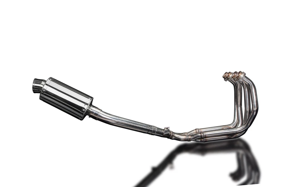Delkevic Complete Exhaust with 9 Inch Oval Stainless Muffler to fit FZR600R - Image 1 of 4