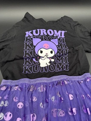 Sanrio Kuromi Dress Girls Size XL Character Hood Black + Purple Tulle Tutu - Image 1 of 4