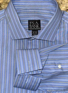 Jos A Bank Exec Coll. Camisa de vestir para hombre azul a rayas ajuste a medida L/S talla 16,5x35 - Imagen 1 de 3
