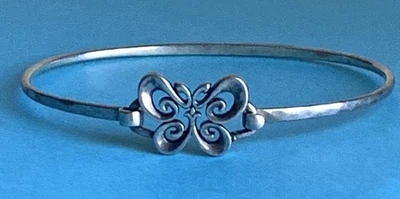 JAMES AVERY RETIRED STERLING SILVER BUTTERFLY HOOK-ON BANGLE BRACELET - Image 1 of 4