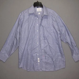 Camisa Cremieux Para Hombres Manga Larga 100% Algodón Pima Azul Marino y Blanco Sin Planchar 16.5/35 - Imagen 1 de 15