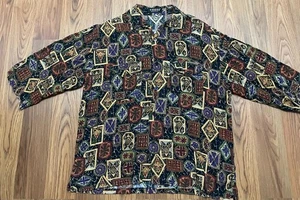 Guess Shirt Mens Medium 90s Abstract Art Print Woven Made USA - Picture 1 of 13