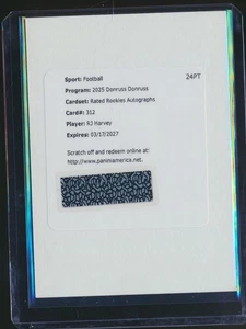2025 DONRUSS RATED ROOKIE REDEMPTION AUTO RJ HARVEY BRONCOS - Picture 1 of 1