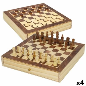 Chess and Checkers Board Colorbaby Drawer Wood (4 Units) - Foto 1 di 5